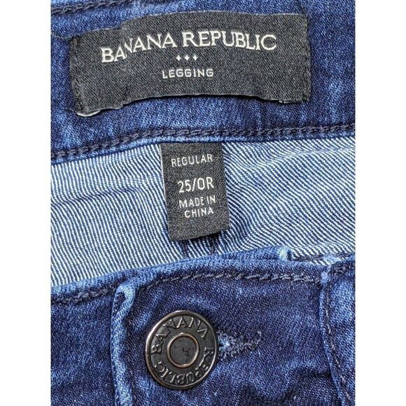 (3/$35) Banana Republic Womens Size 25 / 0 Reg Skinny Denim Blue Jeans Leggings - Picture 4 of 9